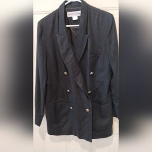 Linen blend double breasted blazer